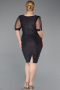 Black-Silver Short Plus Size Cocktail Dress ABK2247
