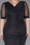 Black-Silver Short Plus Size Cocktail Dress ABK2247