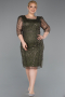 Midi Olive Drab Beaded Plus Size Cocktail Dress ABK2580