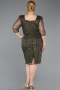 Midi Olive Drab Beaded Plus Size Cocktail Dress ABK2580