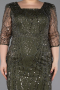 Midi Olive Drab Beaded Plus Size Cocktail Dress ABK2580