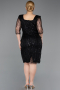 Midi Black Beaded Plus Size Cocktail Dress ABK2580