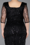 Midi Black Beaded Plus Size Cocktail Dress ABK2580
