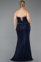 Long Navy Blue Dantelle Plus Size Evening Gown ABU5994