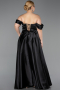 Long Black Satin Plus Size Evening Gown ABU5726