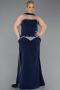 Long Navy Blue Plus Size Evening Dress ABU6015