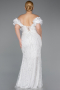 Long White Beaded Formal Plus Size Dress ABU5948