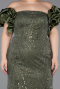 Long Olive Drab Beaded Formal Plus Size Dress ABU5948