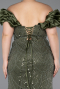 Long Olive Drab Beaded Formal Plus Size Dress ABU5948
