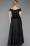 Long Black Satin Plus Size Evening Dress ABU2355