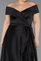 Long Black Satin Plus Size Evening Dress ABU2355