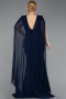 Long Navy Blue Plus Size Evening Dress ABU5955