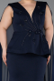 Long Navy Blue Plus Size Evening Dress ABU5955