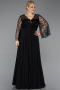 Black Long Chiffon Plus Size Evening Gown ABU5875