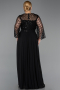 Black Long Chiffon Plus Size Evening Gown ABU5875