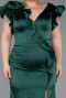 Emerald Green Long Satin Plus Size Evening Dress ABU5877