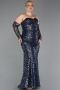 Long Anthracite Scaly Plus Size Evening Gown ABU5928