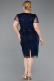 Short Navy Blue Beaded Plus Size Cocktail Dress ABK2584