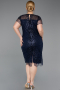 Short Navy Blue Beaded Plus Size Cocktail Dress ABK2585