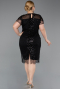 Short Black Beaded Plus Size Cocktail Dress ABK2585