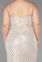 Long Beige Scaly Formal Plus Size Dress ABU6021