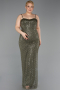 Long Olive Drab Scaly Formal Plus Size Dress ABU6021