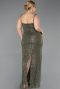 Long Olive Drab Scaly Formal Plus Size Dress ABU6021
