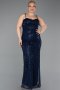Long Navy Blue Scaly Formal Plus Size Dress ABU6021