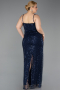 Long Navy Blue Scaly Formal Plus Size Dress ABU6021