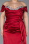 Burgundy Long Satin Plus Size Engagement Dress ABU3655