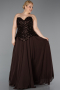 Long Brown Chiffon Plus Size Evening Gown ABU5940