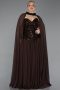 Long Brown Chiffon Plus Size Evening Gown ABU5940