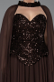 Long Brown Chiffon Plus Size Evening Gown ABU5940