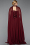 Long Burgundy Chiffon Plus Size Evening Gown ABU5940