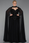 Long Black Chiffon Plus Size Evening Gown ABU5940