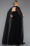 Long Black Chiffon Plus Size Evening Gown ABU5940