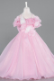 Long Powder Color Satin Kid Wedding Dress ABG182