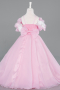 Long Powder Color Satin Kid Wedding Dress ABG182