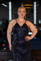 Long Navy Blue Beaded Plus Size Evening Dress ABU6013