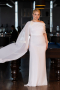 Long White Chiffon Plus Size Evening Dress ABU5419
