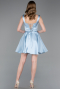 Short Light Blue Satin Cocktail Dress ABK2606