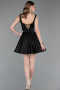 Short Black Satin Cocktail Dress ABK2606