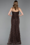 Long Brown Dantelle Evening Dress ABU6040