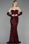 Long Burgundy Scaly Evening Dress ABU6041