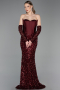 Long Burgundy Scaly Evening Dress ABU6041