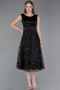 Midi Black Scaly Evening Dress ABK2602