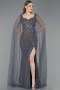 Anthracite Long Stony Evening Dress ABU5751