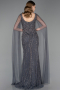 Anthracite Long Stony Evening Dress ABU5751