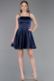 Short Navy Blue Satin Cocktail Dress ABK2603
