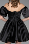 Short Black Satin Cocktail Dress ABK2605